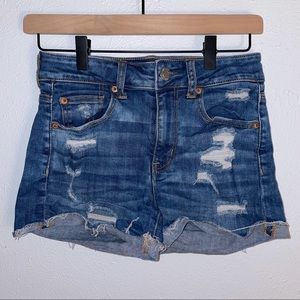 American Eagle High Rise Shortie Denim Shorts